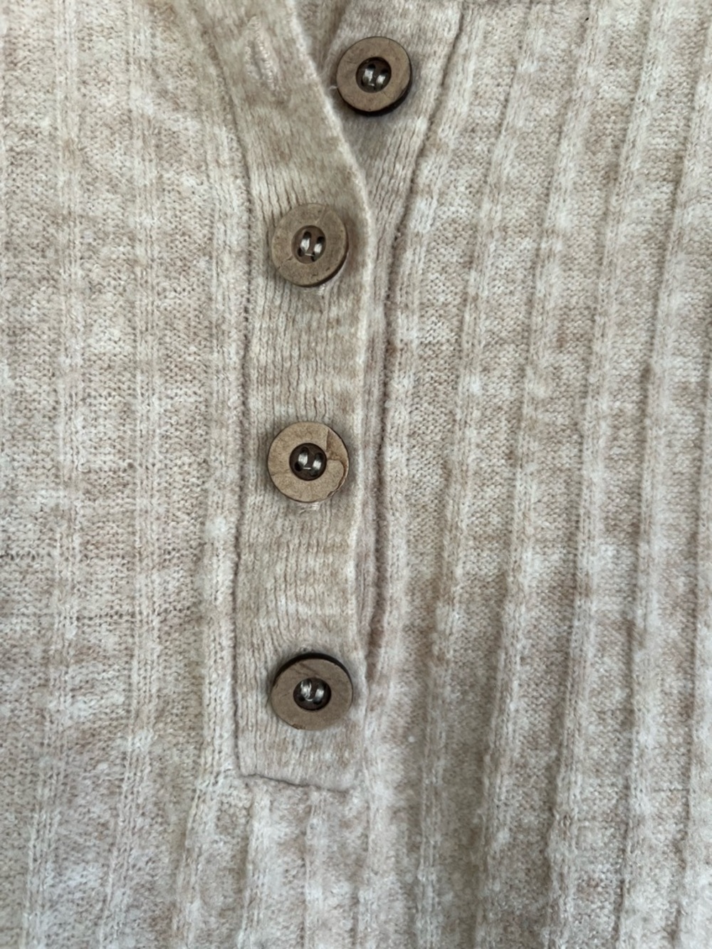 Free People Beige Ribbed Henley Tunic Sweater - Picture 3 of 5